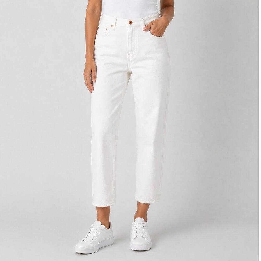 NWT Edwin Hana Classic Straight Crop Button-Fly Denim Jean White Noise Size 30